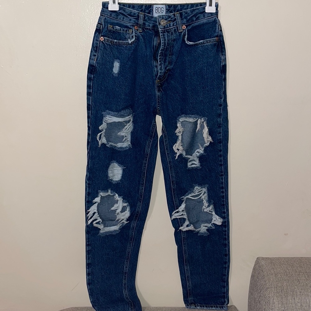 Ripped straight leg jeans
